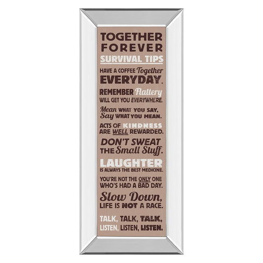 Classy Living Together Forever Wall Art 18x42in | Contemporary Typography on Paper with Mirrored Frame | Living Room & Office Inspirational | Model 1644MF