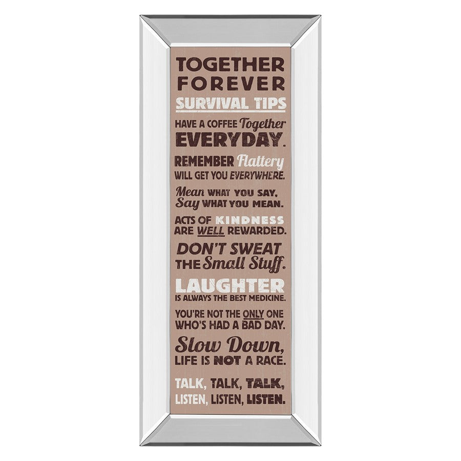 Classy Living Together Forever Wall Art 18x42in | Contemporary Typography on Paper with Mirrored Frame | Living Room & Office Inspirational | Model 1644MF