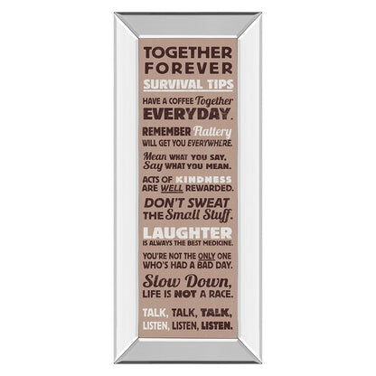 Classy Living Together Forever Wall Art 18x42in | Contemporary Typography on Paper with Mirrored Frame | Living Room & Office Inspirational | Model 1644MF