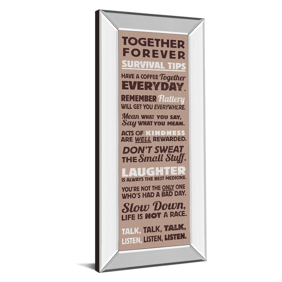 Classy Living Together Forever Wall Art 18x42in | Contemporary Typography on Paper with Mirrored Frame | Living Room & Office Inspirational | Model 1644MF