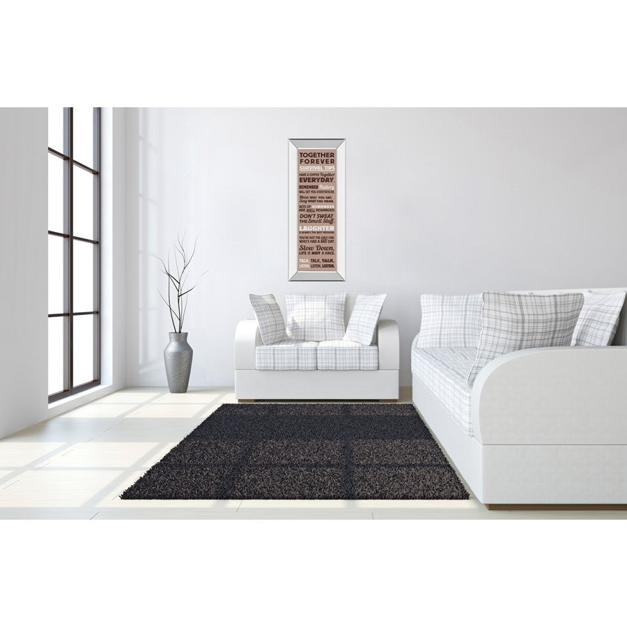 Classy Living Together Forever Wall Art 18x42in | Contemporary Typography on Paper with Mirrored Frame | Living Room & Office Inspirational | Model 1644MF