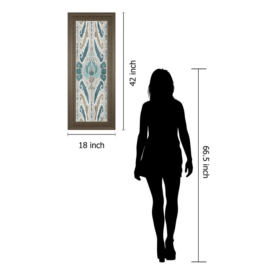 Classy Living Flourish Pattern 18x42in Wall Art | Transitional Tranquil Ash MDF Frame | Living Room & Bedroom Decor | 18 x 42 x 1 in | Model 1648