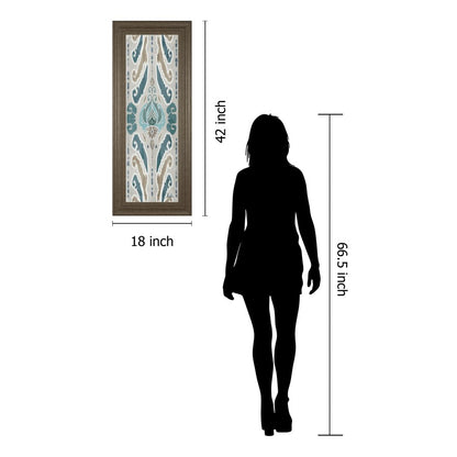 Classy Living Flourish Pattern 18x42in Wall Art | Transitional Tranquil Ash MDF Frame | Living Room & Bedroom Decor | 18 x 42 x 1 in | Model 1648