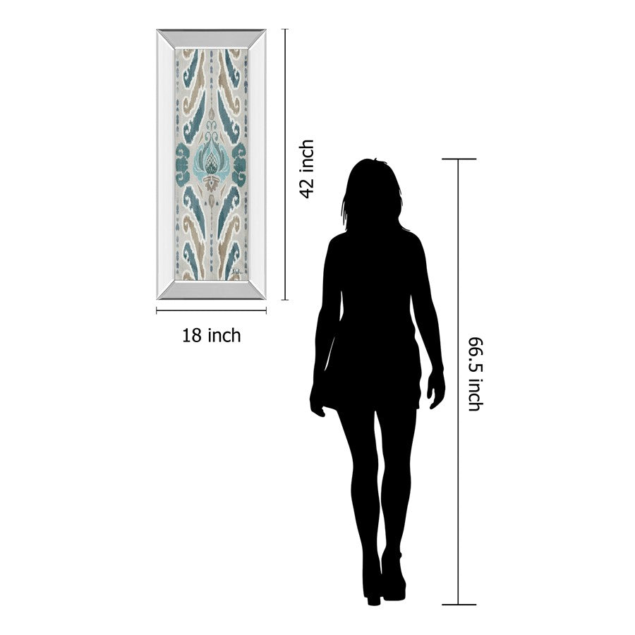Classy Living Flourish Pattern Wall Art 18x42in | Transitional Mirrored Frame | Living Room & Bedroom Decor | 18 x 42 x 3 in | Model 1648MF