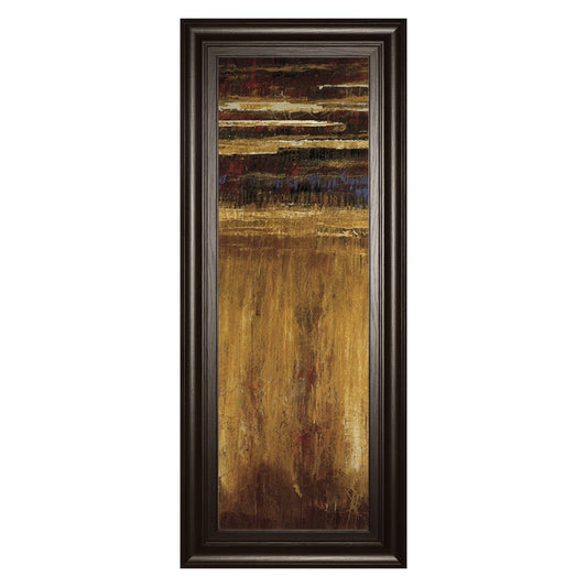 Classy Living Golden Layers Wall Art 18x42in | Contemporary Multicolor Abstract on Paper in Dark Chocolate MDF Frame | Living Room & Office | Model 1656