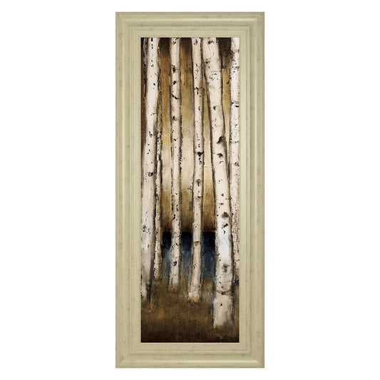 Classy Living Golden Birch Grove 18x42in Wall Art | Traditional Mixed Media on Paper in Ivory Bliss MDF Frame | Living Room & Bedroom Nature | Model 1661