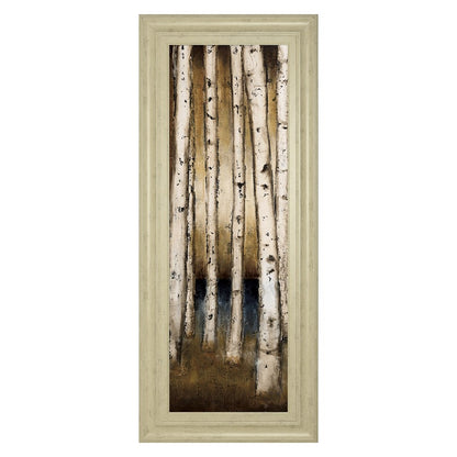 Classy Living Golden Birch Grove 18x42in Wall Art | Traditional Mixed Media on Paper in Ivory Bliss MDF Frame | Living Room & Bedroom Nature | Model 1661