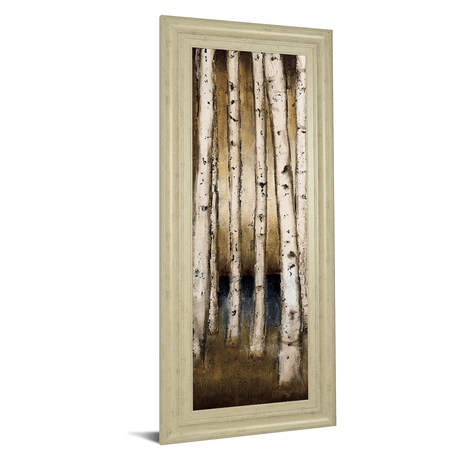 Classy Living Golden Birch Grove 18x42in Wall Art | Traditional Mixed Media on Paper in Ivory Bliss MDF Frame | Living Room & Bedroom Nature | Model 1661