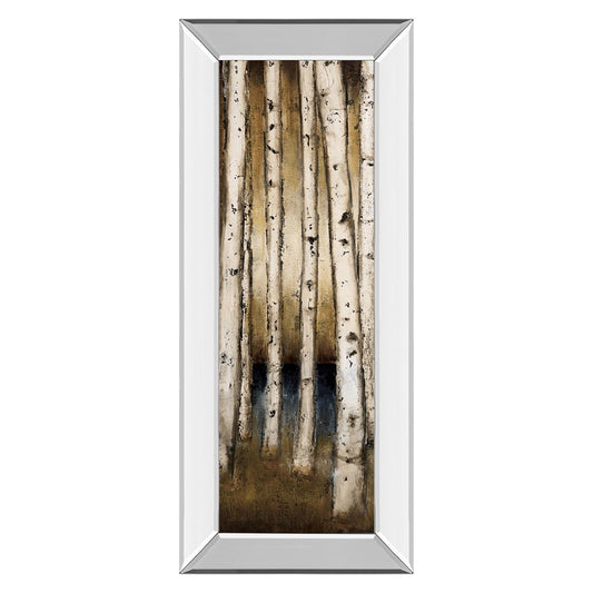 Classy Living Golden Birch Grove 18x42in Wall Art | Traditional Mixed Media Forest Scene with Mirrored Frame | Living Room & Bedroom Decor | Model 1661MF