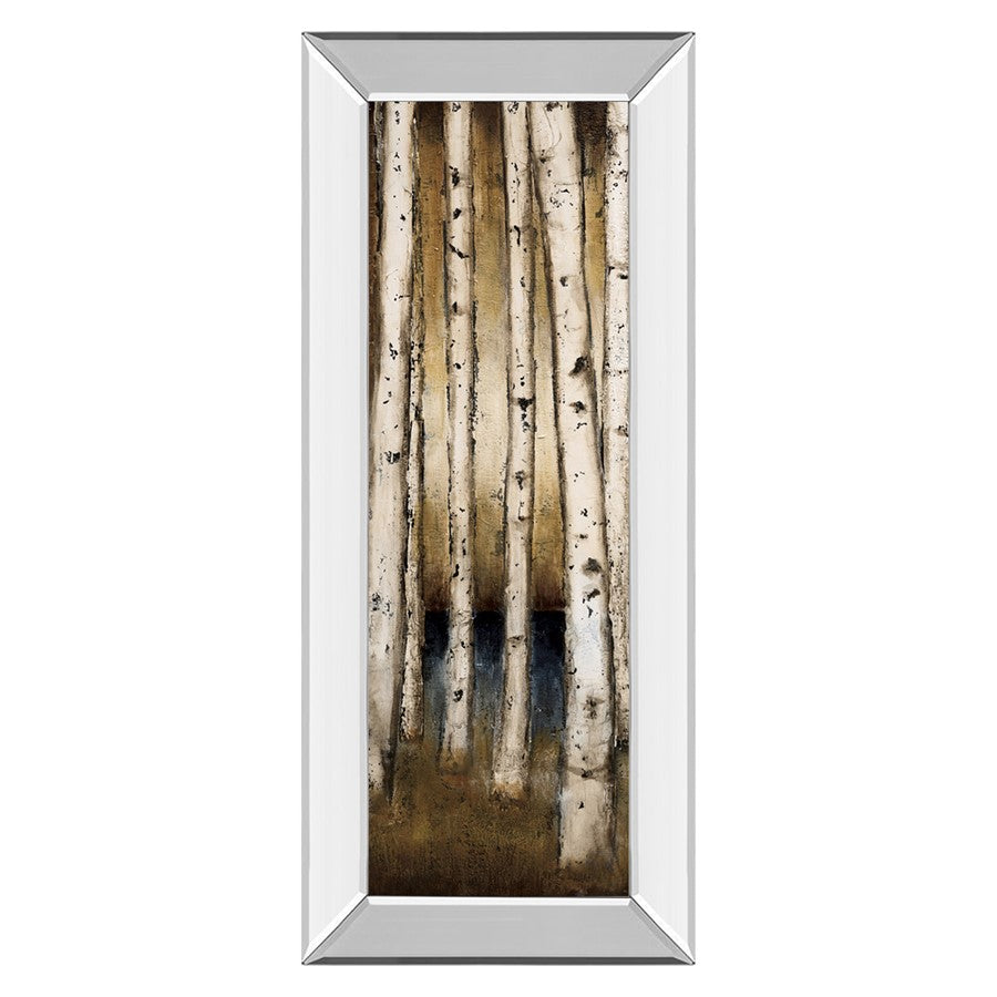 Classy Living Golden Birch Grove 18x42in Wall Art | Traditional Mixed Media Forest Scene with Mirrored Frame | Living Room & Bedroom Decor | Model 1661MF