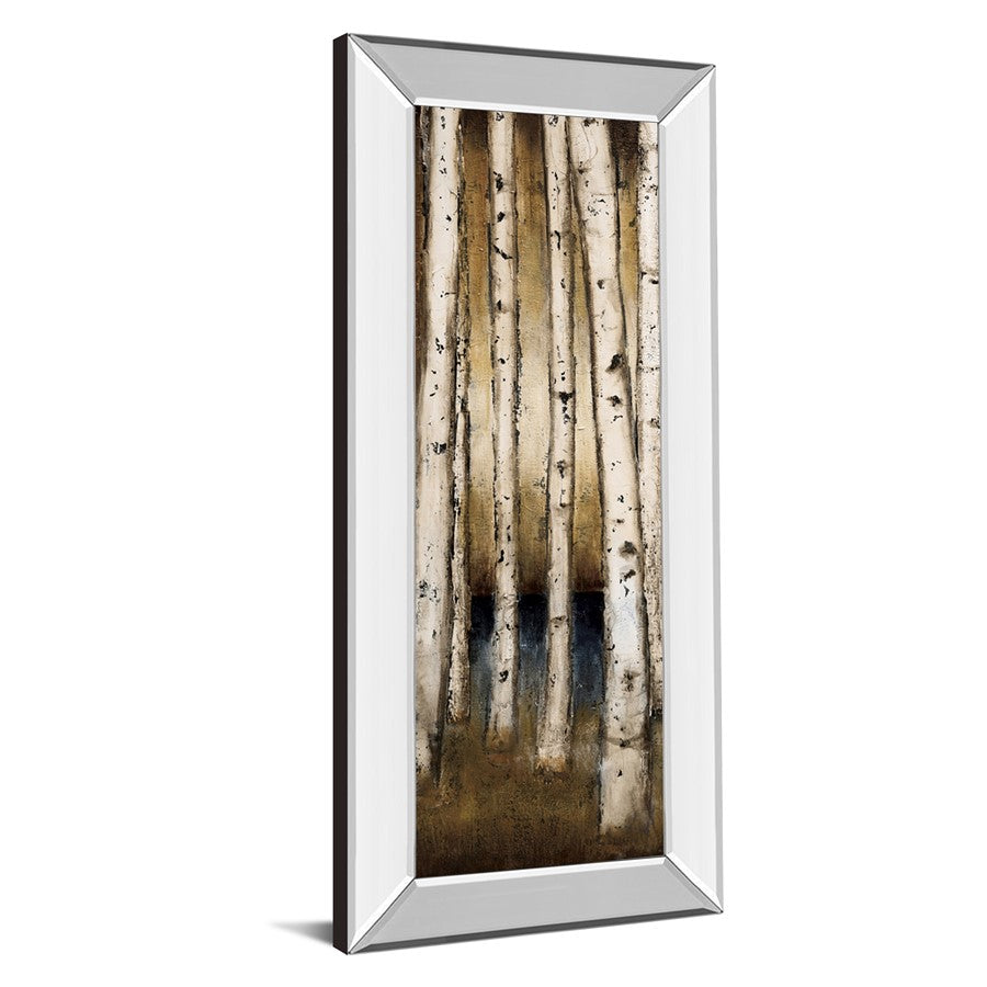 Classy Living Golden Birch Grove 18x42in Wall Art | Traditional Mixed Media Forest Scene with Mirrored Frame | Living Room & Bedroom Decor | Model 1661MF