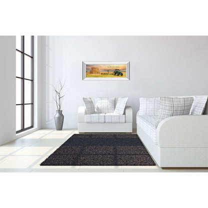 Classy Living Harvest Plenty 42x18in Rectangular Wall Art | Contemporary Mirrored Frame with Paper Print | Living Room & Office Decor | 42 | Model 1676MF