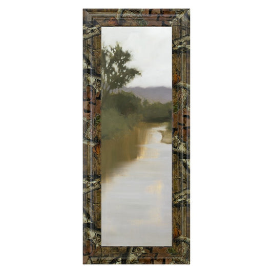 Classy Living Misty River View 18x42in Wall Art | Transitional Brown MDF Frame Landscape | Living Room, Office & Den Decor | 18 x 42 x 1 in | Model 1688