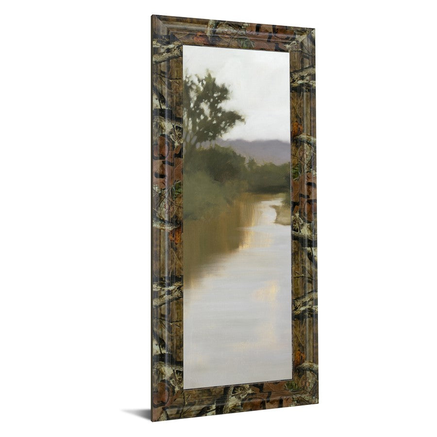 Classy Living Misty River View 18x42in Wall Art | Transitional Brown MDF Frame Landscape | Living Room, Office & Den Decor | 18 x 42 x 1 in | Model 1688