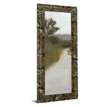 Classy Living Misty River View 18x42in Wall Art | Transitional Brown MDF Frame Landscape | Living Room, Office & Den Decor | 18 x 42 x 1 in | Model 1688