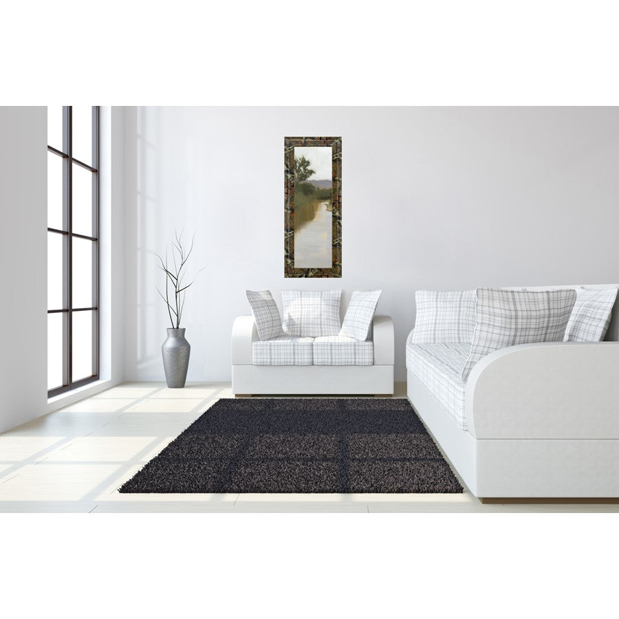 Classy Living Misty River View 18x42in Wall Art | Transitional Brown MDF Frame Landscape | Living Room, Office & Den Decor | 18 x 42 x 1 in | Model 1688