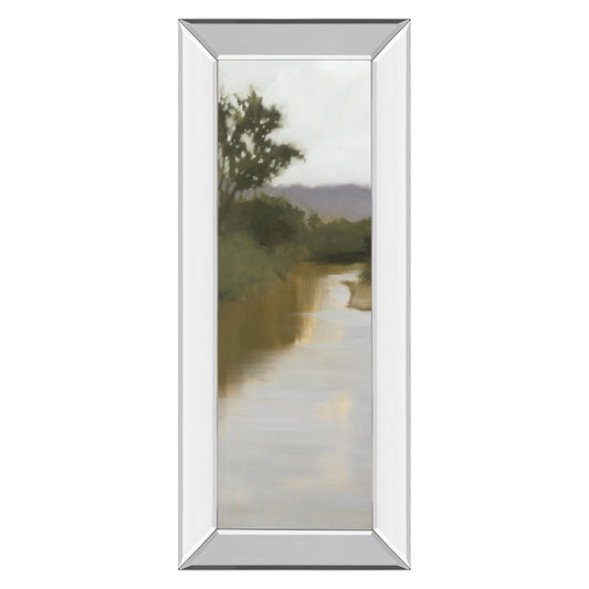 Classy Living Misty River View 18x42in Wall Art | Transitional Landscape with Mirrored Frame | Living Room & Office Decor | 18 x 42 x 3 in | Model 1688MF
