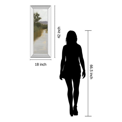 Classy Living Misty River View 18x42in Wall Art | Transitional Landscape with Mirrored Frame | Living Room & Office Decor | 18 x 42 x 3 in | Model 1688MF
