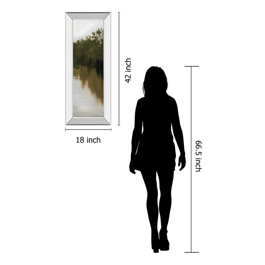 Classy Living River Journey 18x42in Vertical Wall Art | Transitional Mirrored Frame | Living Room & Office Tranquil Decor | 18 x 42 x 3 in | Model 1690MF