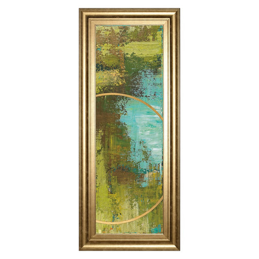 Classy Living Aller Chartreuse Wall Art 18x42in | Transitional Abstract on Paper in Gilded Radiance MDF Frame | Living Room & Office Decor | Model 1691