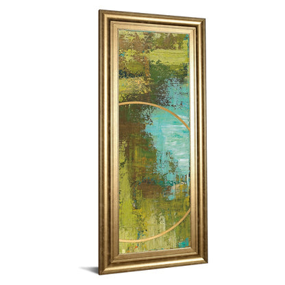 Classy Living Aller Chartreuse Wall Art 18x42in | Transitional Abstract on Paper in Gilded Radiance MDF Frame | Living Room & Office Decor | Model 1691