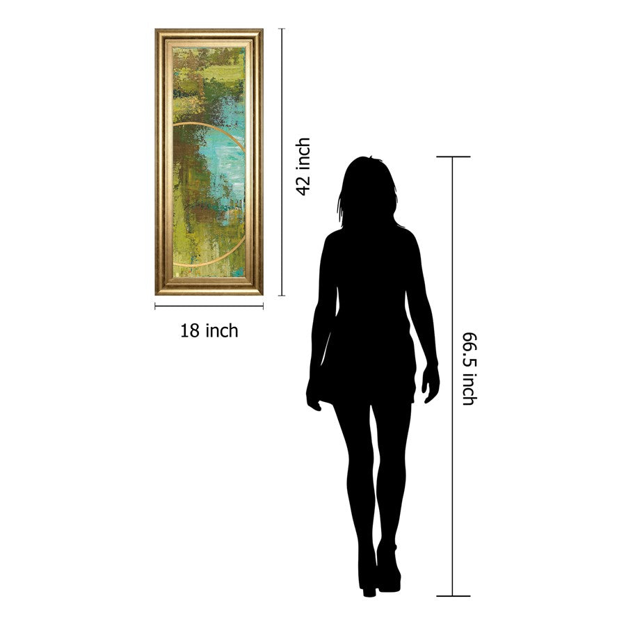 Classy Living Aller Chartreuse Wall Art 18x42in | Transitional Abstract on Paper in Gilded Radiance MDF Frame | Living Room & Office Decor | Model 1691