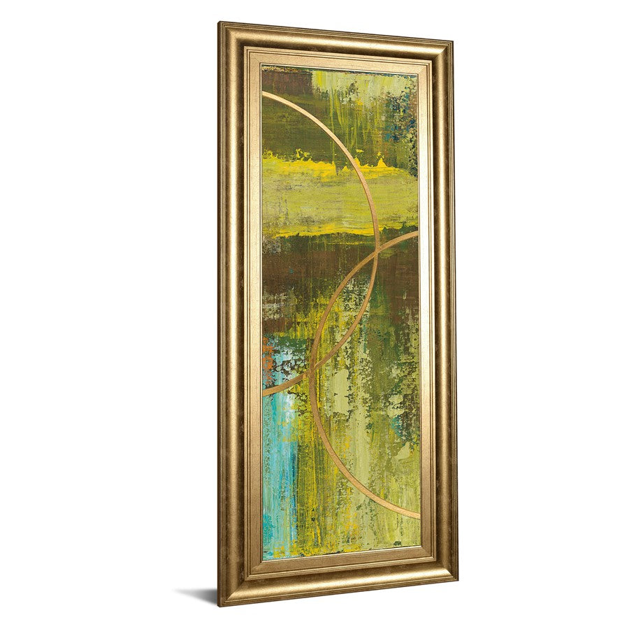 Classy Living Golden Eclipse 18x42in Wall Art | Transitional Mixed Media Paper Graphic Art in Gilded Radiance Frame | Living Room, Bedroom & | Model 1692
