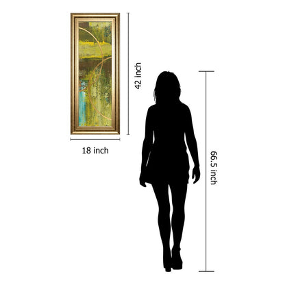 Classy Living Golden Eclipse 18x42in Wall Art | Transitional Mixed Media Paper Graphic Art in Gilded Radiance Frame | Living Room, Bedroom & | Model 1692
