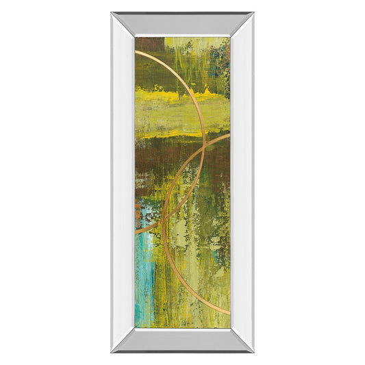 Classy Living Golden Eclipse 18x42in Wall Art | Transitional Multicolor Abstract on Paper in Mirrored Frame | Living Room, Office & Bedroom | Model 1692MF