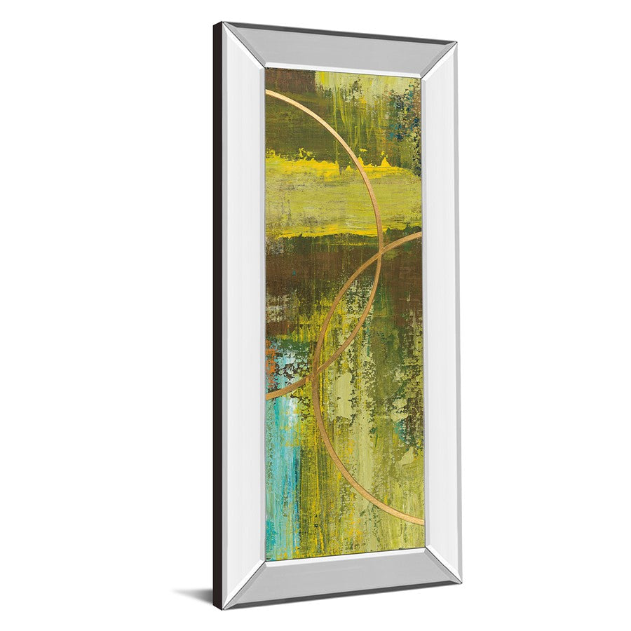 Classy Living Golden Eclipse 18x42in Wall Art | Transitional Multicolor Abstract on Paper in Mirrored Frame | Living Room, Office & Bedroom | Model 1692MF