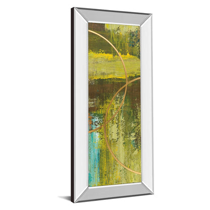 Classy Living Golden Eclipse 18x42in Wall Art | Transitional Multicolor Abstract on Paper in Mirrored Frame | Living Room, Office & Bedroom | Model 1692MF
