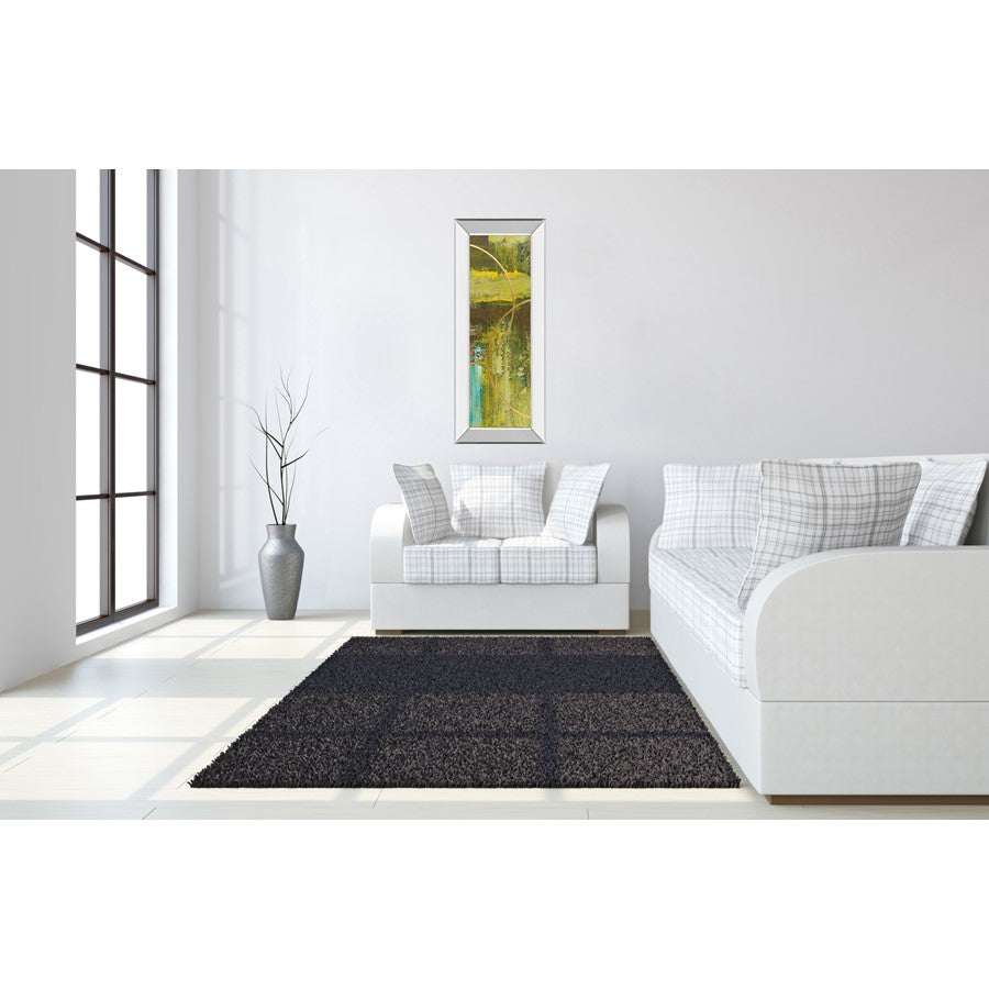 Classy Living Golden Eclipse 18x42in Wall Art | Transitional Multicolor Abstract on Paper in Mirrored Frame | Living Room, Office & Bedroom | Model 1692MF