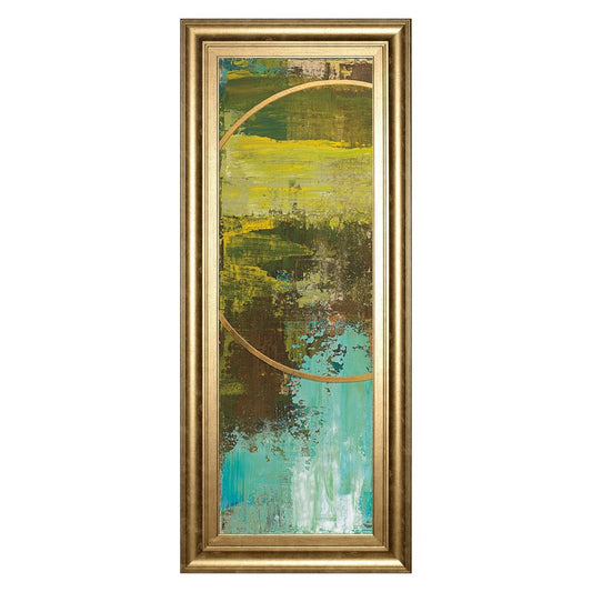 Classy Living Chartreuse Harmony Wall Art 18x42in | Transitional Abstract Paper Art in Gilded Radiance MDF Frame | Living Room & Office Decor | Model 1693