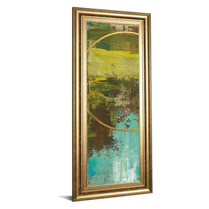 Classy Living Chartreuse Harmony Wall Art 18x42in | Transitional Abstract Paper Art in Gilded Radiance MDF Frame | Living Room & Office Decor | Model 1693