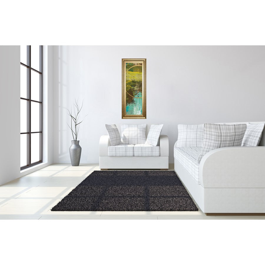 Classy Living Chartreuse Harmony Wall Art 18x42in | Transitional Abstract Paper Art in Gilded Radiance MDF Frame | Living Room & Office Decor | Model 1693