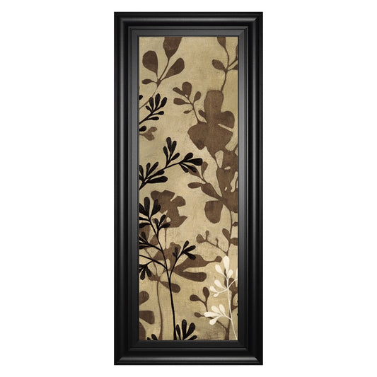 Classy Living Espresso Leaves 18x42in Wall Art | Contemporary Botanical Black MDF Frame | Living Room & Office Decor | 1 x 18 x 42 in | Model 1695