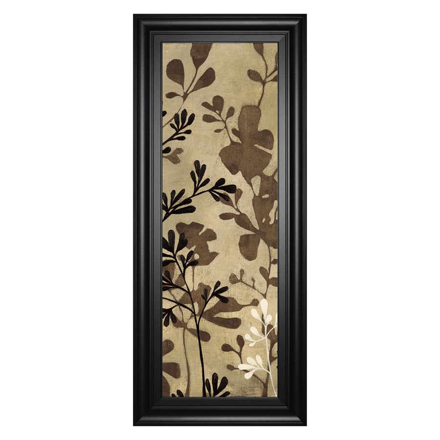 Classy Living Espresso Leaves 18x42in Wall Art | Contemporary Botanical Black MDF Frame | Living Room & Office Decor | 1 x 18 x 42 in | Model 1695