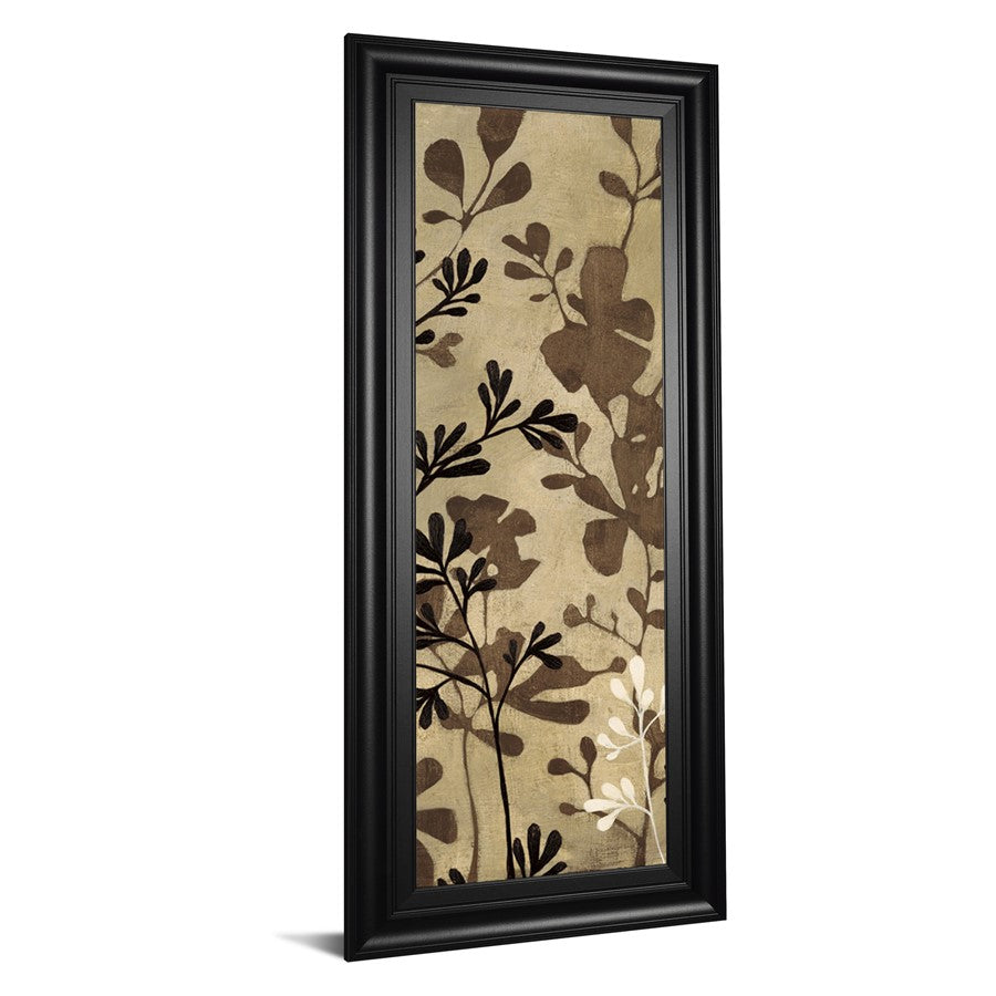 Classy Living Espresso Leaves 18x42in Wall Art | Contemporary Botanical Black MDF Frame | Living Room & Office Decor | 1 x 18 x 42 in | Model 1695
