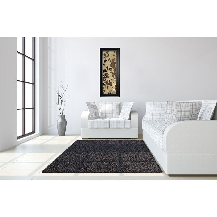Classy Living Espresso Leaves 18x42in Wall Art | Contemporary Botanical Black MDF Frame | Living Room & Office Decor | 1 x 18 x 42 in | Model 1695