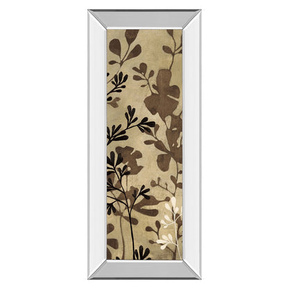 Classy Living Espresso Leaves 18x42in Wall Art | Contemporary Botanical Paper Print with Mirrored Frame | Living Room & Office Decor | 3 x | Model 1695MF