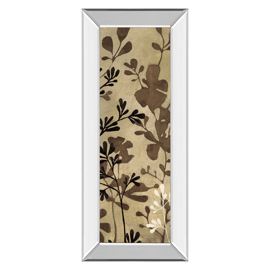 Classy Living Espresso Leaves 18x42in Wall Art | Contemporary Botanical Paper Print with Mirrored Frame | Living Room & Office Decor | 3 x | Model 1695MF