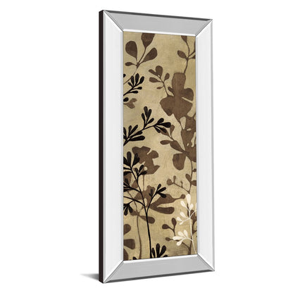 Classy Living Espresso Leaves 18x42in Wall Art | Contemporary Botanical Paper Print with Mirrored Frame | Living Room & Office Decor | 3 x | Model 1695MF