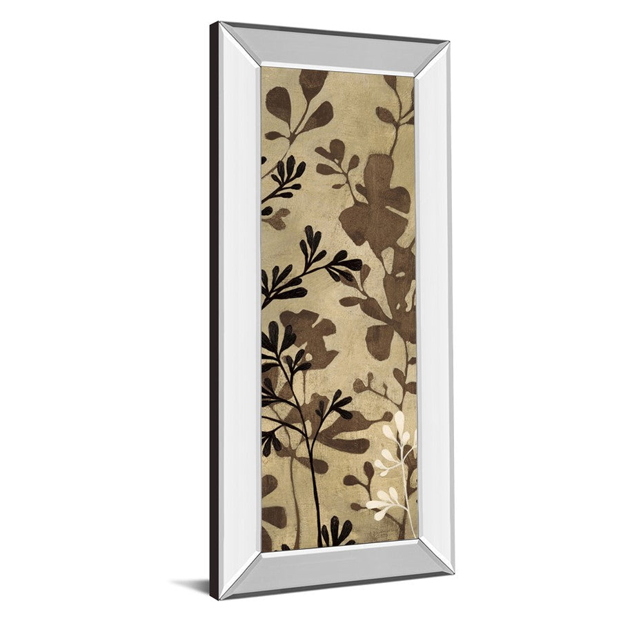 Classy Living Espresso Leaves 18x42in Wall Art | Contemporary Botanical Paper Print with Mirrored Frame | Living Room & Office Decor | 3 x | Model 1695MF