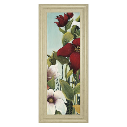 Classy Living Efflorescence 18x42in Wall Art | Contemporary Botanical Floral on Paper in Ivory Bliss MDF Frame | Living Room & Bedroom Decor | Model 1701