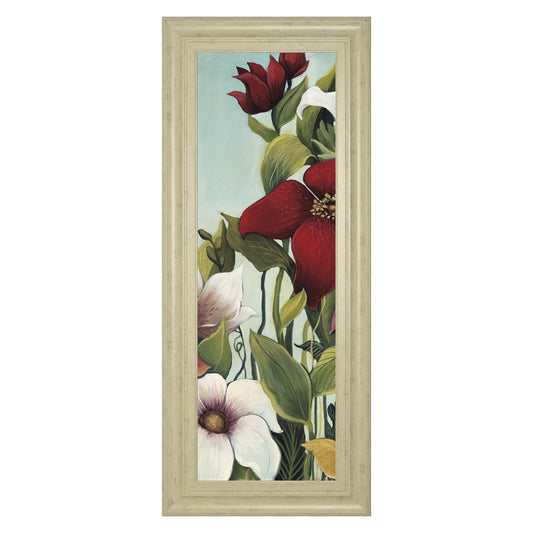 Classy Living Efflorescence 18x42in Wall Art | Contemporary Botanical Floral on Paper in Ivory Bliss MDF Frame | Living Room & Bedroom Decor | Model 1701