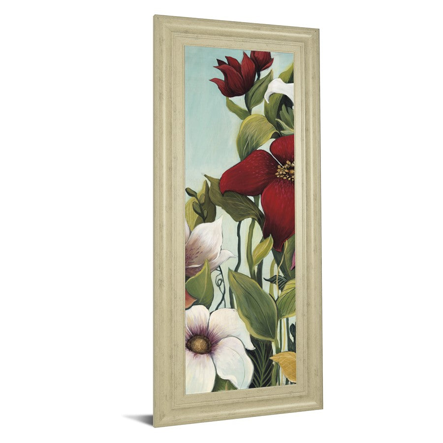 Classy Living Efflorescence 18x42in Wall Art | Contemporary Botanical Floral on Paper in Ivory Bliss MDF Frame | Living Room & Bedroom Decor | Model 1701