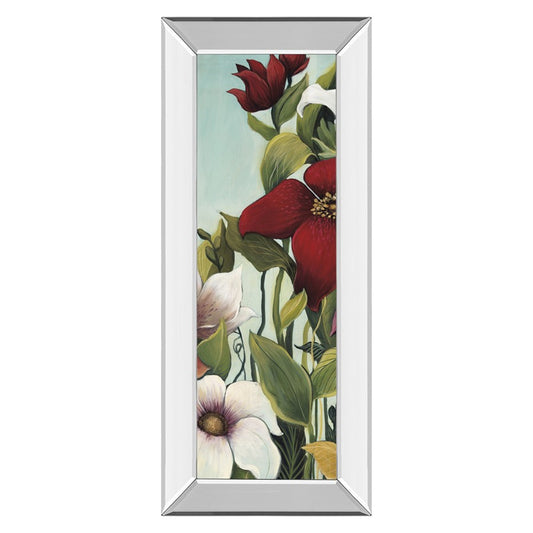 Classy Living Efflorescence 18x42in Wall Art | Contemporary Floral with Mirrored Frame | Living Room & Bedroom Decor | 18 x 42 x 3 in | Model 1701MF