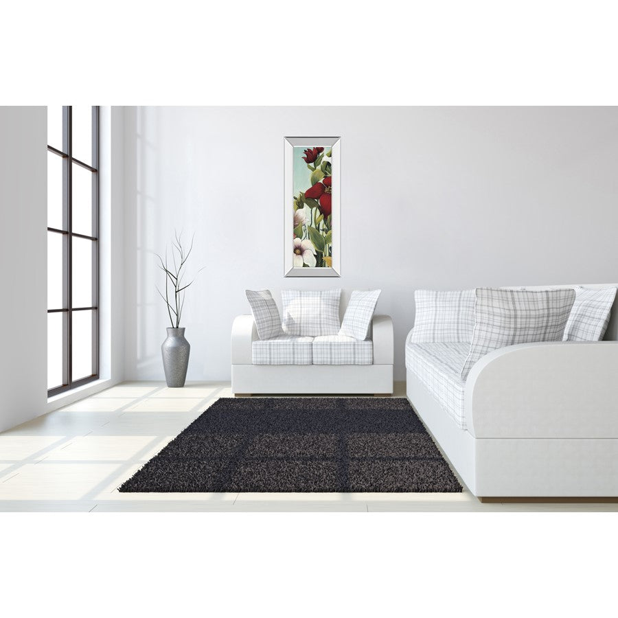 Classy Living Efflorescence 18x42in Wall Art | Contemporary Floral with Mirrored Frame | Living Room & Bedroom Decor | 18 x 42 x 3 in | Model 1701MF