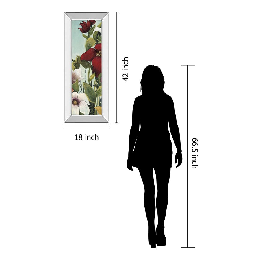 Classy Living Efflorescence 18x42in Wall Art | Contemporary Floral with Mirrored Frame | Living Room & Bedroom Decor | 18 x 42 x 3 in | Model 1701MF