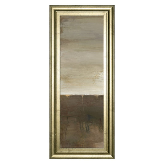 Classy Living Sand Veil Horizon 18x42in Rectangular Wall Art | Contemporary Mixed Media on Paper in Crisp Chardonnay MDF Frame | Living Room | Model 1703